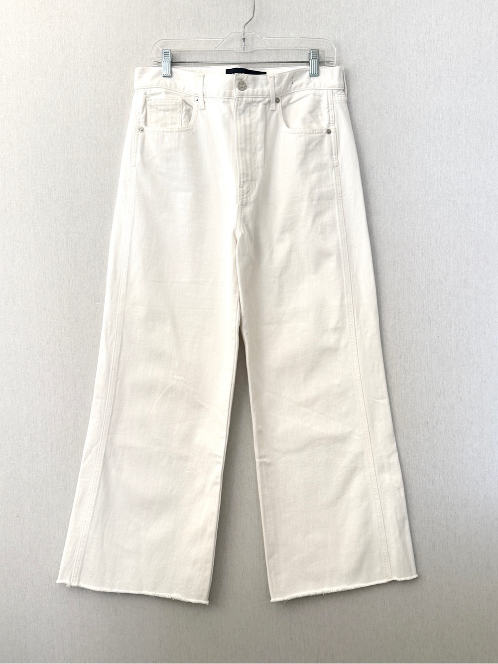 Veronica Beard Taylor Cropped Wide-Leg Jean in White Raw Hem - Picture 3 of 14